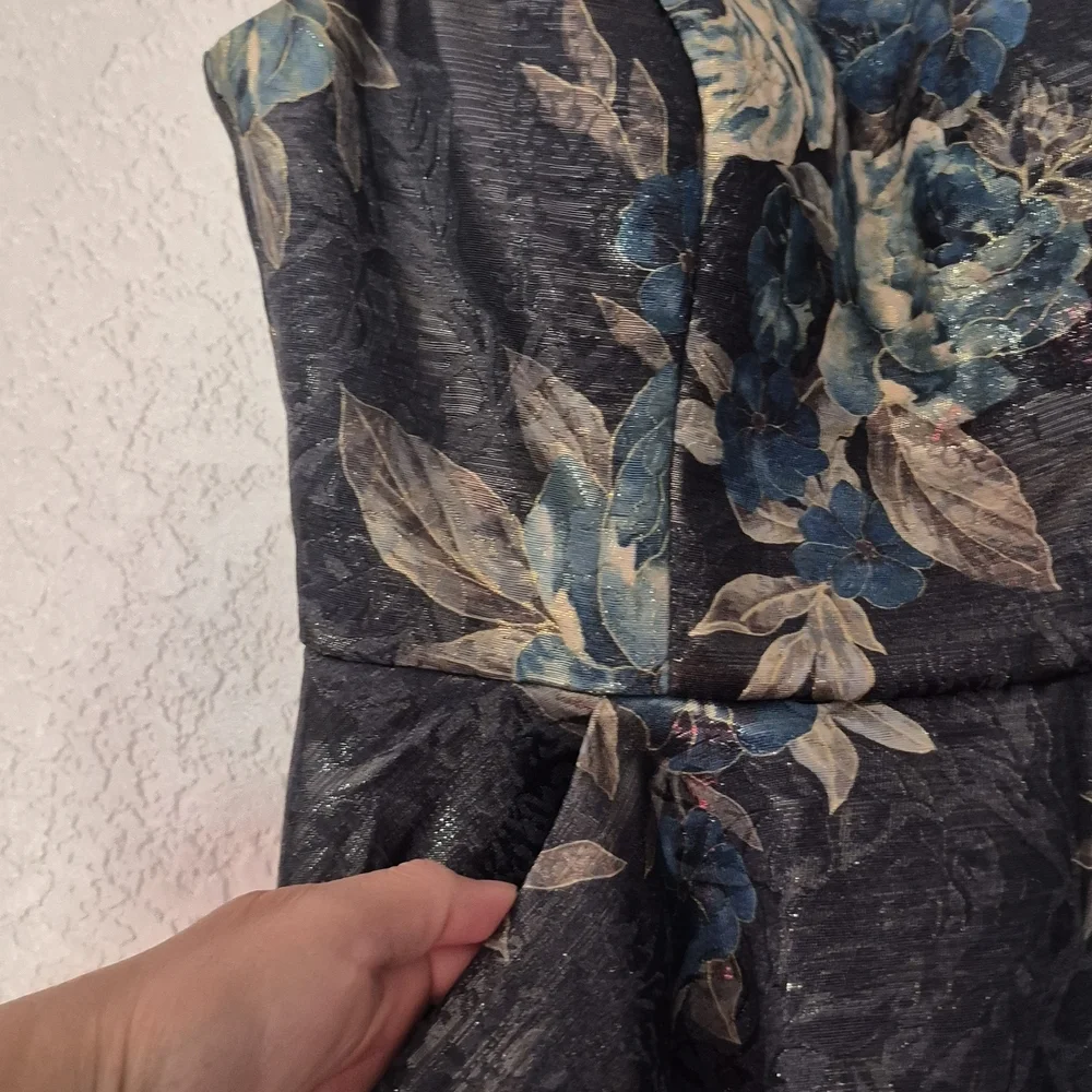Blue Floral Fit-and-Flare Dress